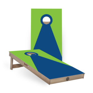 Cornhole boards - green blue pyramid