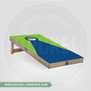 Cornhole board - green blue pyramid