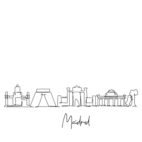 Cornhole sticker - skyline Madrid