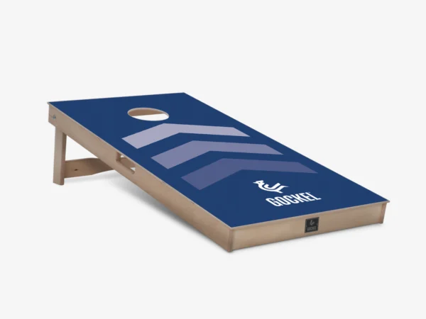Cornhole board blue arrows