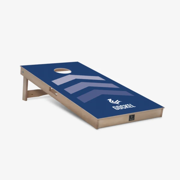 Cornhole board blue arrows