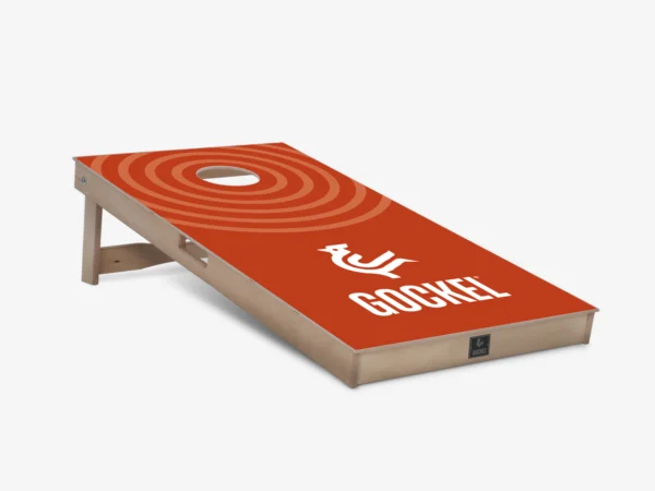 Cornhole board orange circles