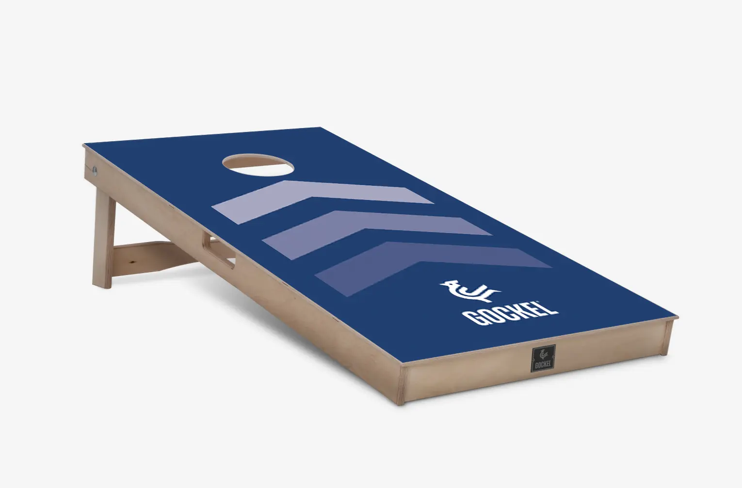 Cornhole board blue arrows