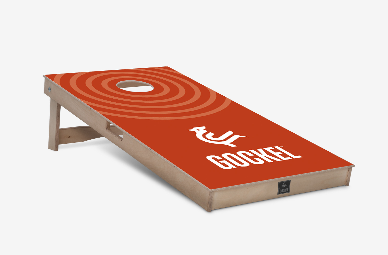 Cornhole board orange circles