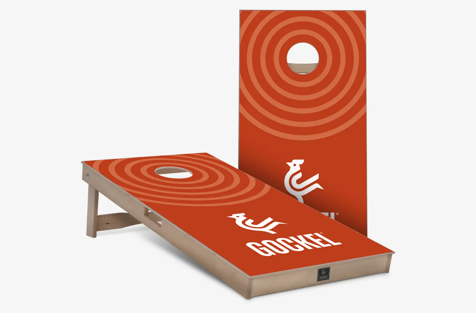 Cornhole boards orange circles