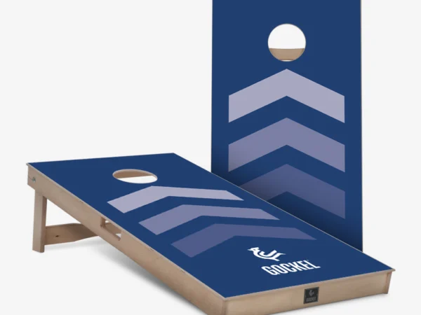 Cornhole boards blue arrows